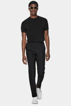 SUITSUPPLY Shirt Rundhals Dunkelgrau Kurzarm-Männlich Rundhals