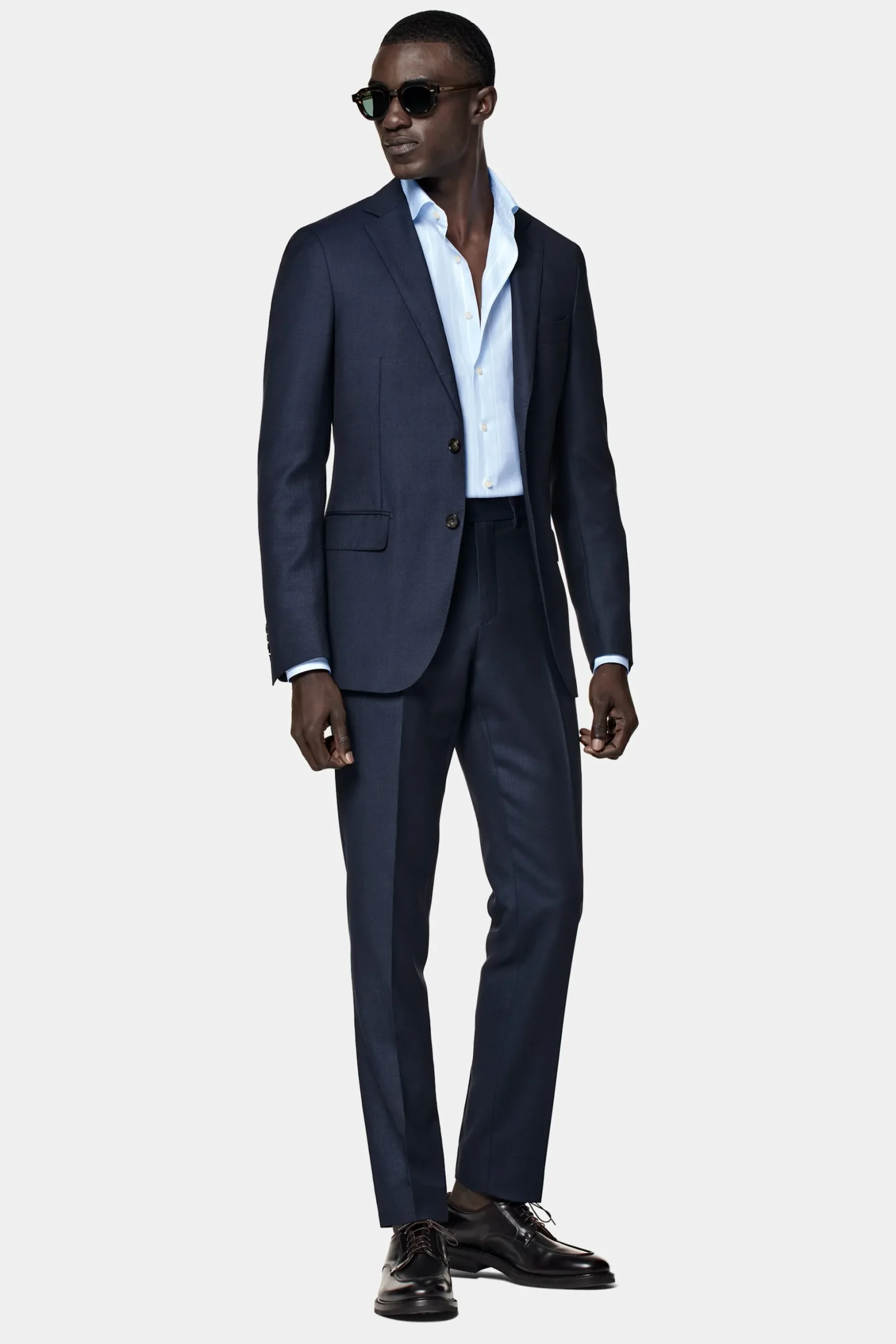 SUITSUPPLY Sienna Anzug Blau Mit Birdseye-Muster-Männlich Business Anzüge