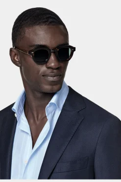 SUITSUPPLY Sienna Anzug Blau Mit Birdseye-Muster-Männlich Business Anzüge