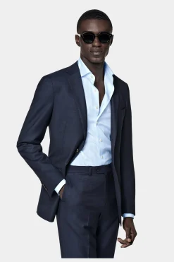 SUITSUPPLY Sienna Anzug Blau Mit Birdseye-Muster-Männlich Business Anzüge