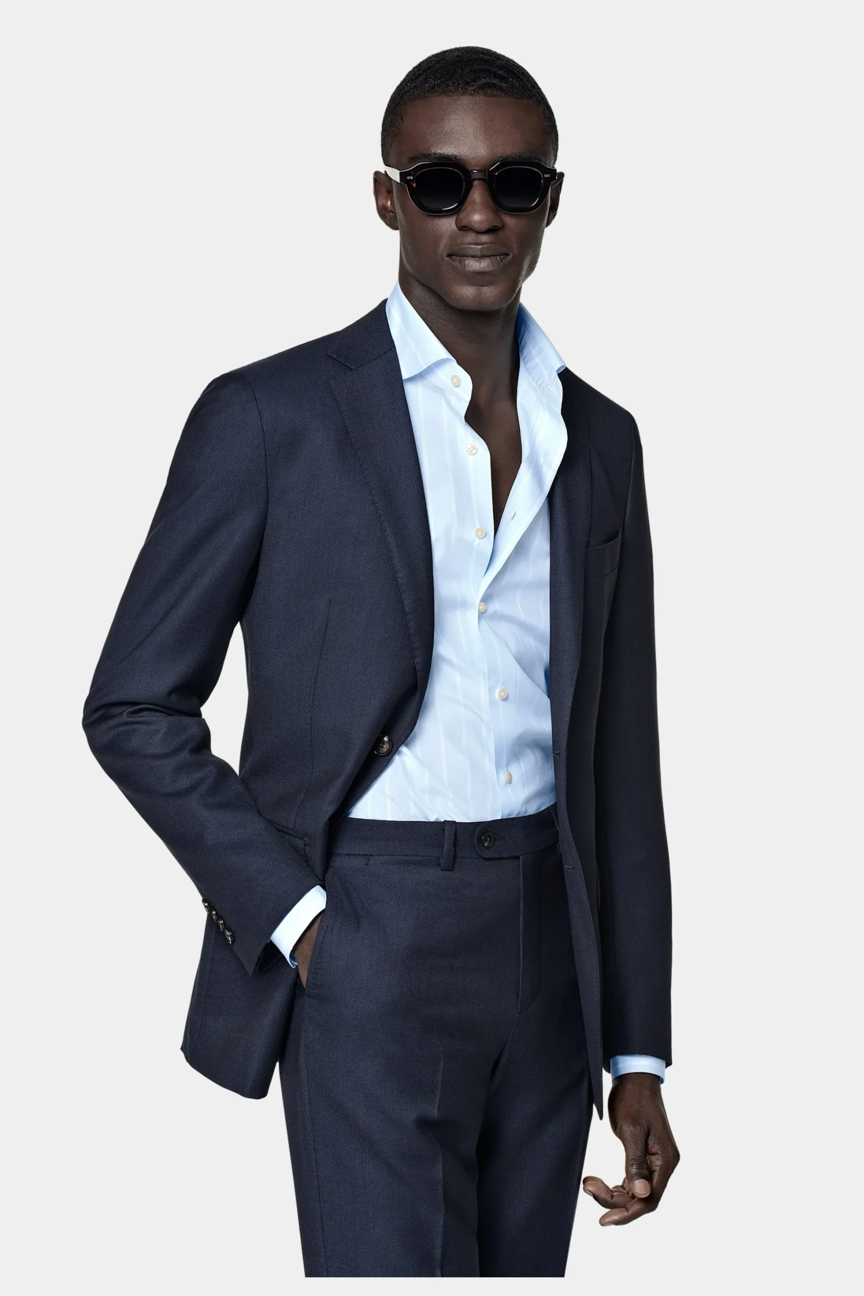 SUITSUPPLY Sienna Anzug Blau Mit Birdseye-Muster-Männlich Business Anzüge