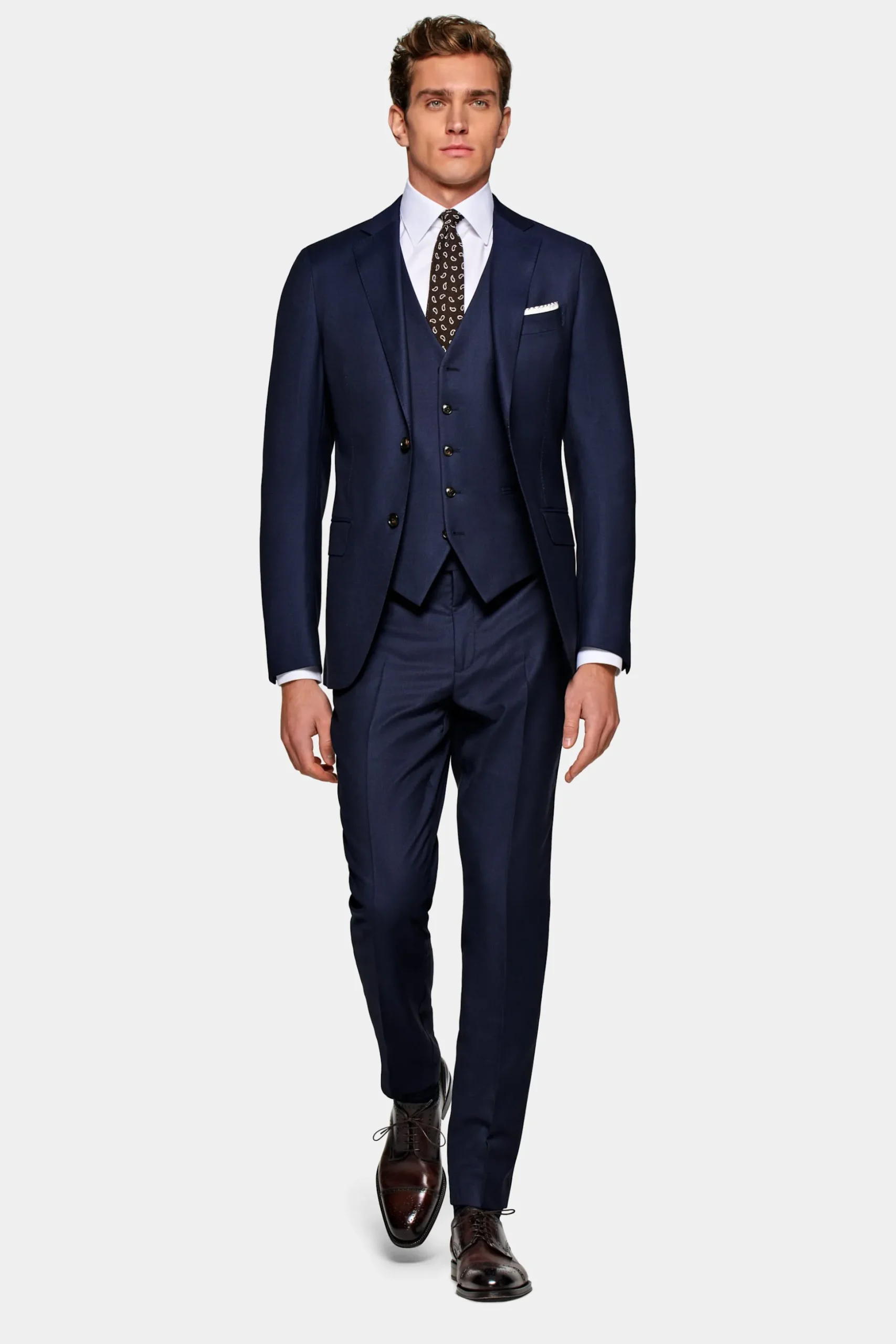 SUITSUPPLY Sienna Anzug Blau Mit Birdseye-Muster-Männlich Business Anzüge