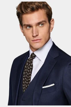 SUITSUPPLY Sienna Anzug Blau Mit Birdseye-Muster-Männlich Business Anzüge