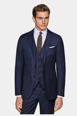 SUITSUPPLY Sienna Anzug Blau Mit Birdseye-Muster-Männlich Business Anzüge