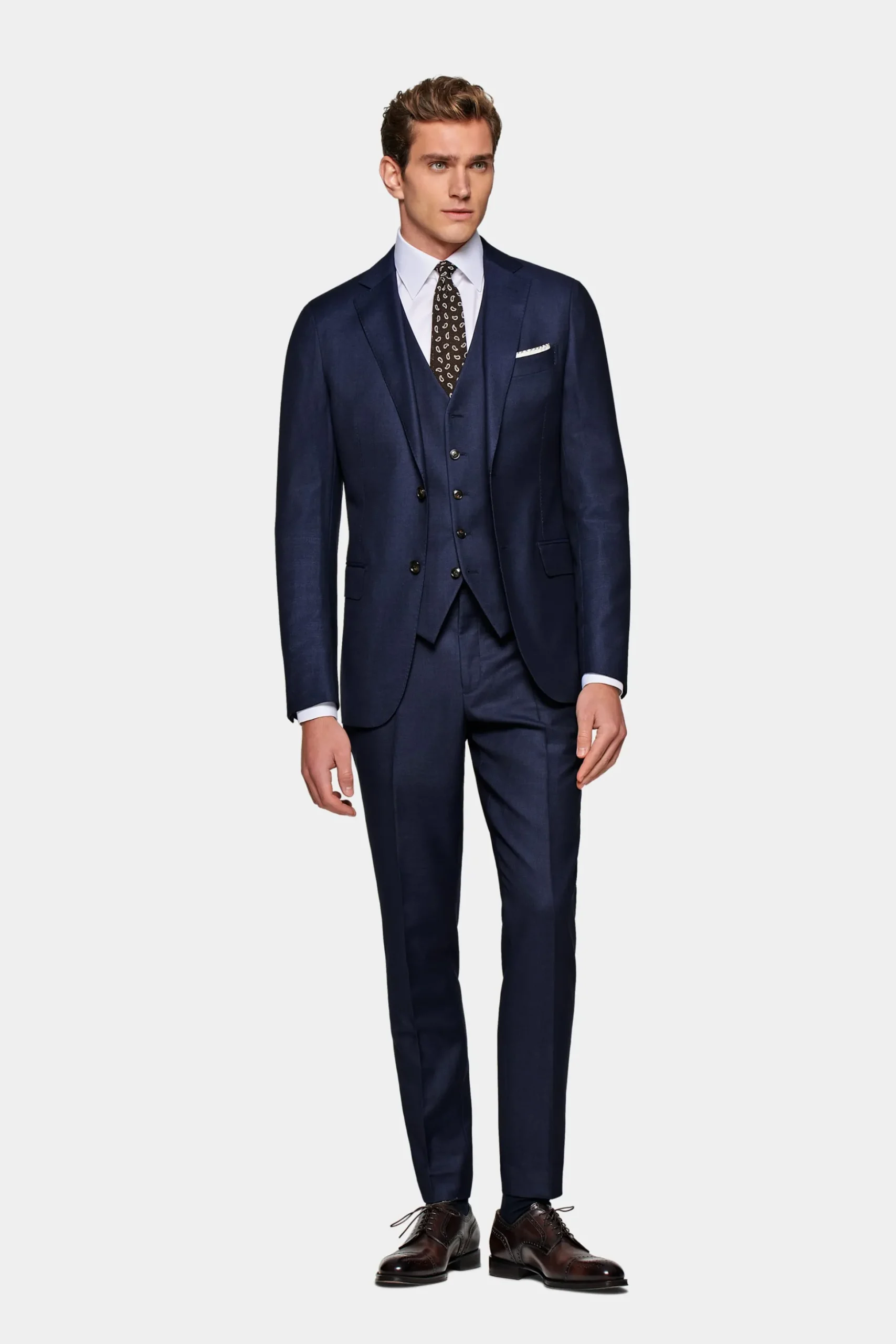 SUITSUPPLY Sienna Anzug Blau Mit Birdseye-Muster-Männlich Business Anzüge