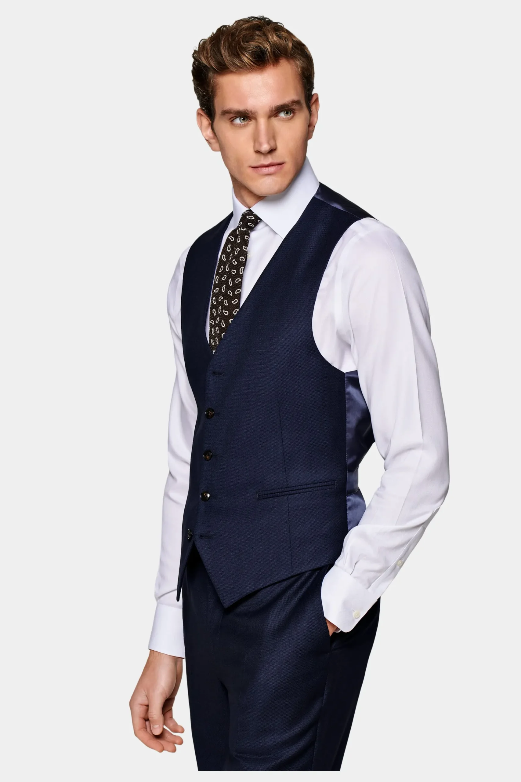 SUITSUPPLY Sienna Anzug Blau Mit Birdseye-Muster-Männlich Business Anzüge