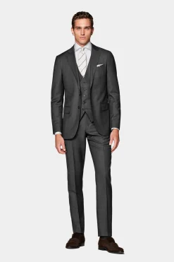 SUITSUPPLY Sienna Anzug Dunkelgrau Mit Birdseye-Muster-Männlich Business Anzüge