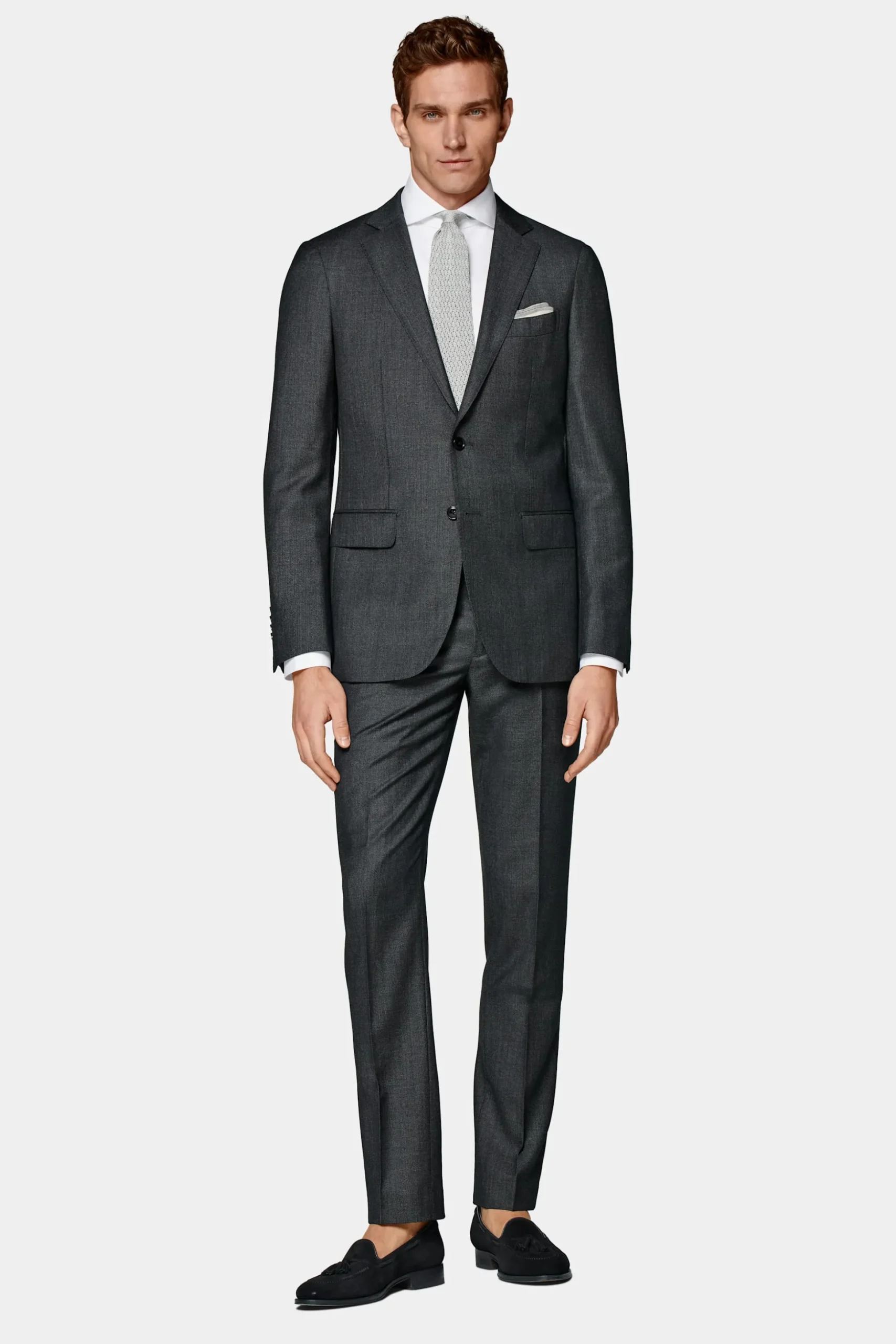SUITSUPPLY Sienna Anzugsakko Dunkelgrau Birdseye-Muster-Männlich Anzugsakkos