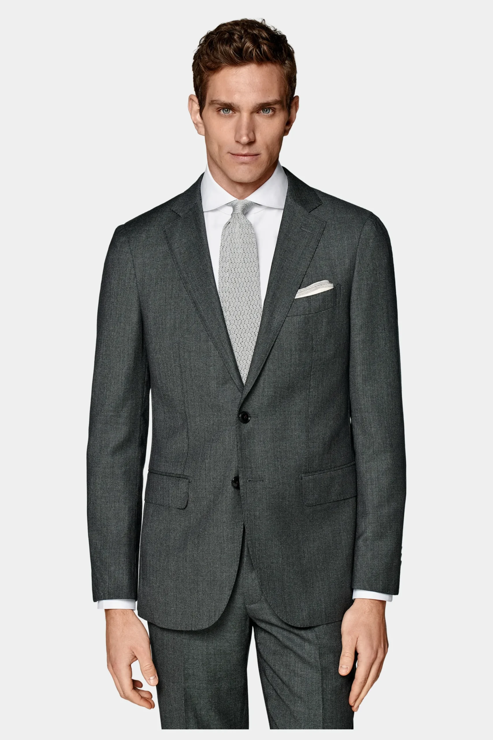 SUITSUPPLY Sienna Anzugsakko Dunkelgrau Birdseye-Muster-Männlich Anzugsakkos