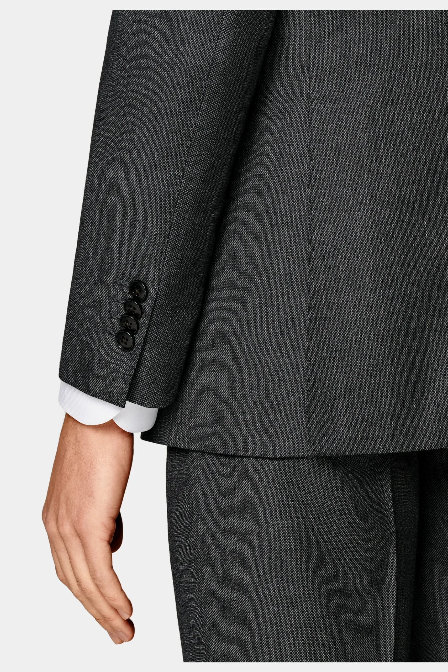 SUITSUPPLY Sienna Anzugsakko Dunkelgrau Birdseye-Muster-Männlich Anzugsakkos