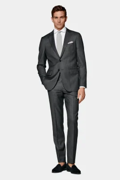 SUITSUPPLY Sienna Anzugsakko Dunkelgrau Birdseye-Muster-Männlich Anzugsakkos