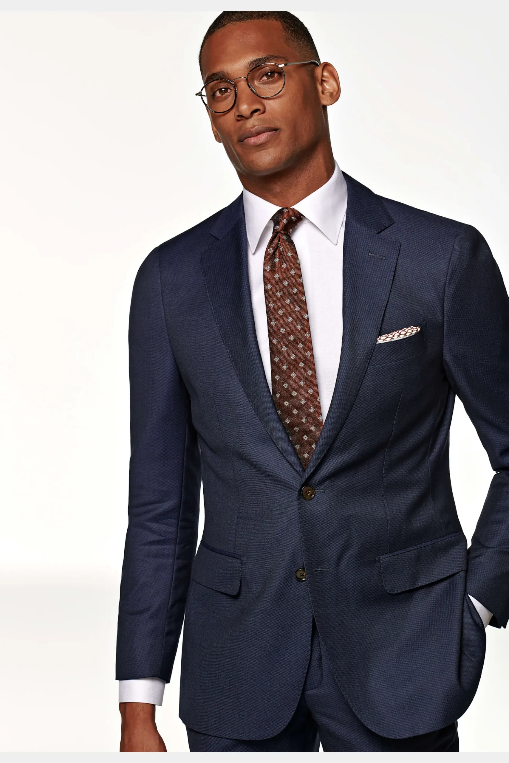 SUITSUPPLY Sienna Anzugsakko Navy Birdseye-Muster-Männlich Anzugsakkos