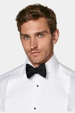 SUITSUPPLY Smokinghemd Weiss Plissiert Slim Fit-Männlich Klassische Hemden