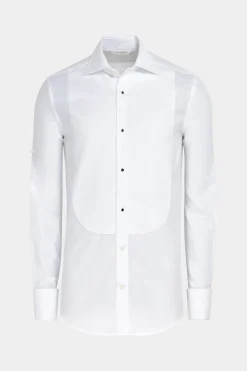 SUITSUPPLY Smokinghemd Weiss Plissiert Slim Fit-Männlich Klassische Hemden