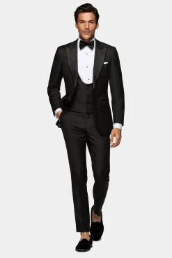 SUITSUPPLY Smokingweste Schwarz-Männlich Smokingwesten