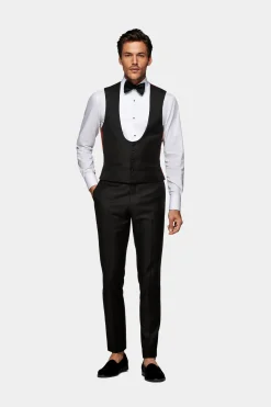 SUITSUPPLY Smokingweste Schwarz-Männlich Smokingwesten
