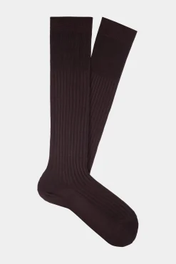 SUITSUPPLY Socken Braun Gerippt Knielang-Männlich Socken