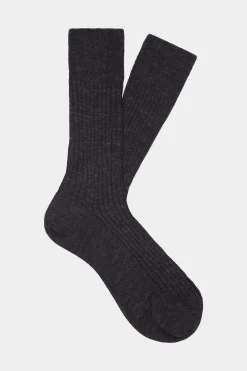 SUITSUPPLY Socken Dunkelgrau Gerippt Regular-Männlich Socken