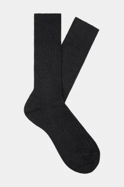 SUITSUPPLY Socken Dunkelgrau Gerippt Regular-Männlich Socken