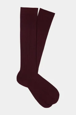 SUITSUPPLY Socken Dunkelrot Gerippt Knielang-Männlich Socken