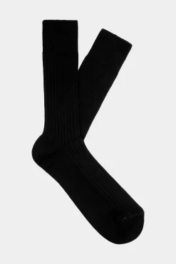 SUITSUPPLY Socken Schwarz Gerippt Regular-Männlich Socken