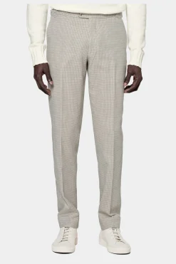 SUITSUPPLY Soho Hose Hellbraun Hahnentrittmuster-Männlich Elegante Hosen