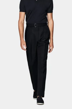 SUITSUPPLY Sortino Hose Navy Gürtel-Männlich Elegante Hosen