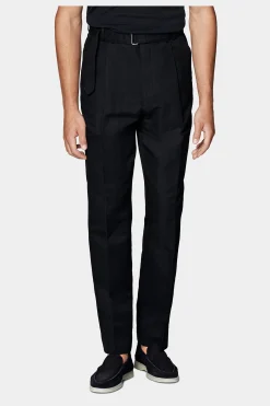 SUITSUPPLY Sortino Hose Navy Gürtel-Männlich Elegante Hosen