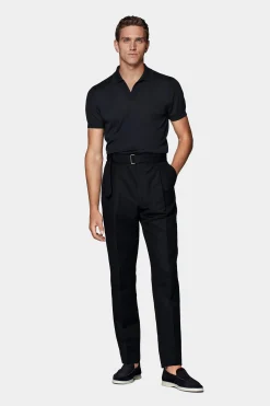 SUITSUPPLY Sortino Hose Navy Gürtel-Männlich Elegante Hosen