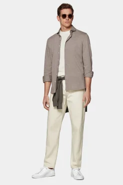 SUITSUPPLY Strick-Hemd Hellbraun Extra Slim Fit-Männlich Casual Hemden