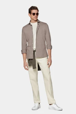 SUITSUPPLY Strick-Hemd Hellbraun Extra Slim Fit-Männlich Casual Hemden
