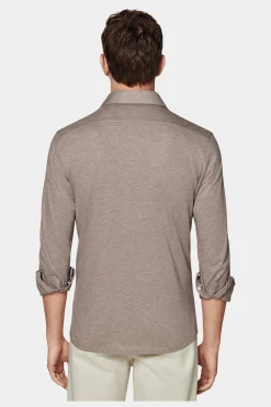 SUITSUPPLY Strick-Hemd Hellbraun Extra Slim Fit-Männlich Casual Hemden