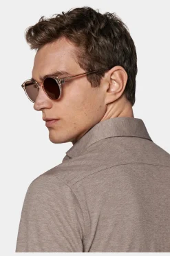 SUITSUPPLY Strick-Hemd Hellbraun Extra Slim Fit-Männlich Casual Hemden
