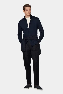 SUITSUPPLY Strick-Hemd Navy Extra Slim Fit-Männlich Casual Hemden