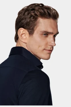 SUITSUPPLY Strick-Hemd Navy Extra Slim Fit-Männlich Casual Hemden