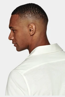 SUITSUPPLY Strick-Hemd Off-White Campkragen Slim Fit-Männlich Der Finder Für Das Perfekte Weiße Hemd