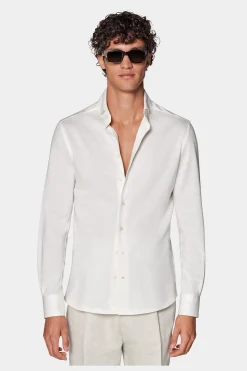 SUITSUPPLY Strick-Hemd Off-White Extra Slim Fit-Männlich Casual Hemden