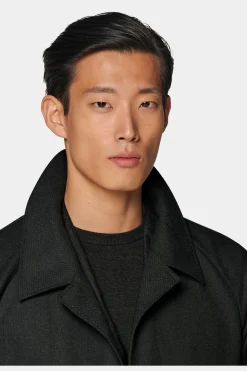 SUITSUPPLY Trenchcoat Dunkelgrau Gürtel-Männlich Regenmäntel