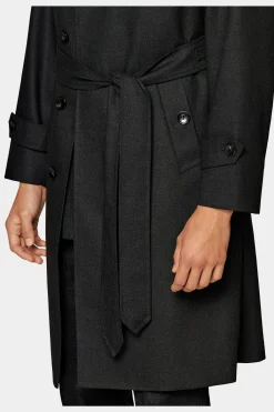 SUITSUPPLY Trenchcoat Dunkelgrau Gürtel-Männlich Regenmäntel
