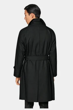 SUITSUPPLY Trenchcoat Dunkelgrau Gürtel-Männlich Regenmäntel