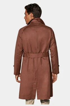 SUITSUPPLY Trenchcoat Dunkelorange Gürtel-Männlich Regenmäntel
