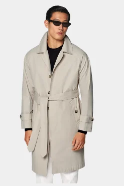 SUITSUPPLY Trenchcoat Sand Gürtel-Männlich Regenmäntel