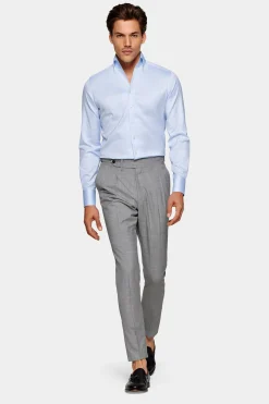 SUITSUPPLY Twill Hemd Hellblau Extra Slim Fit-Männlich Klassische Hemden