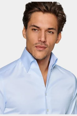 SUITSUPPLY Twill Hemd Hellblau Extra Slim Fit-Männlich Klassische Hemden
