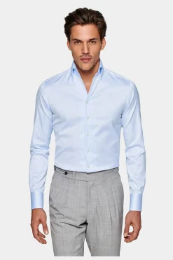 SUITSUPPLY Twill Hemd Hellblau Extra Slim Fit-Männlich Klassische Hemden
