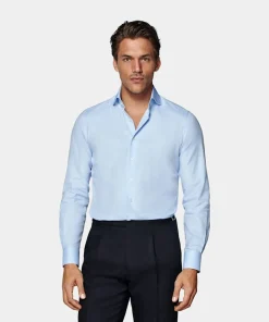 SUITSUPPLY Twill Hemd Hellblau Extra Slim Fit-Männlich Klassische Hemden