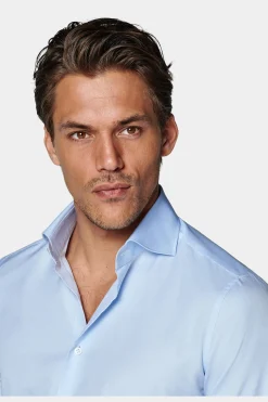 SUITSUPPLY Twill Hemd Hellblau Extra Slim Fit-Männlich Klassische Hemden