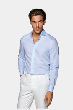 SUITSUPPLY Twill Hemd Hellblau Extra Slim Fit-Männlich Klassische Hemden