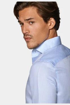 SUITSUPPLY Twill Hemd Hellblau Extra Slim Fit-Männlich Klassische Hemden