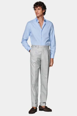 SUITSUPPLY Twill Hemd Hellblau Kariert Slim Fit-Männlich Klassische Hemden